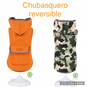 Chubasquero Reversible Militar Naranja y camuflaje
